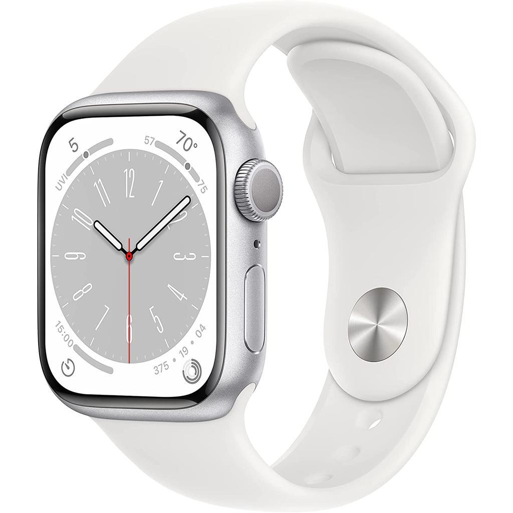 Apple Watch Series 8 (2022) GPS 41 mm - Aluminium Silver - Sport band White Refurbished - Apple refurbished available on Backmarket