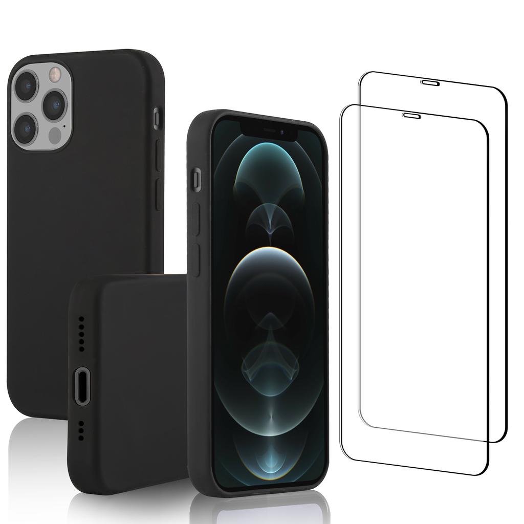 iPhone 12/iPhone 12 Pro case and 2 protective screens - Silicone - Black Refurbished - N/A (je n'ai pas pu trouver de marque conn refurbished available on Backmarket
