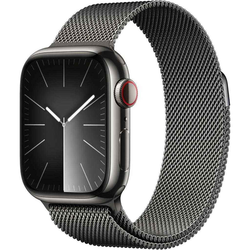 Apple Watch Series 9 (2023) GPS + Cellular 41 mm - Stainless steel Graphite - Milanese loop Black Reconditionné - Apple refurbished available on Backmarket