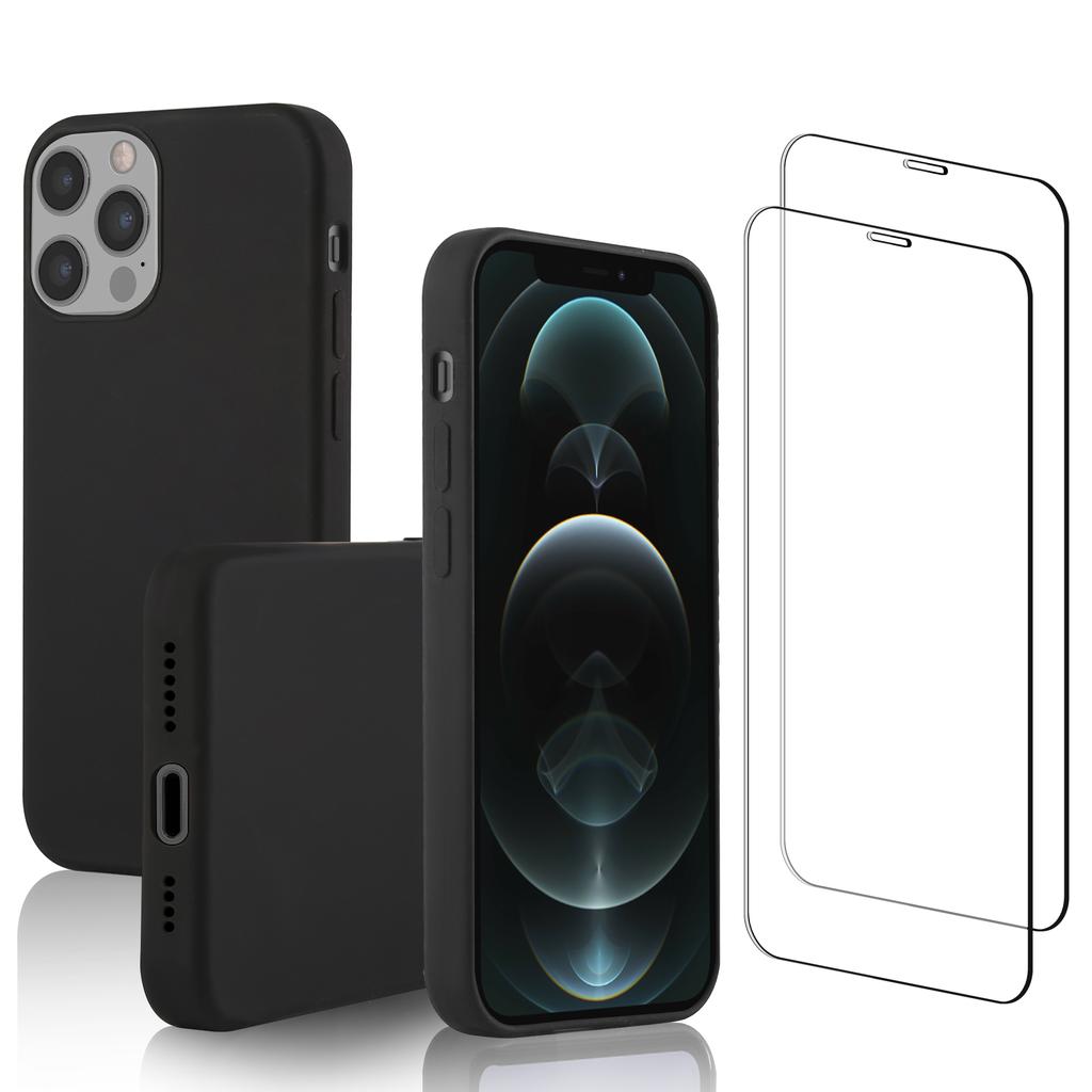 iPhone 12 Pro Max case and 2 protective screens - Silicone - Black Refurbished - N/A (je n'ai pas pu trouver de marque conn refurbished available on Backmarket