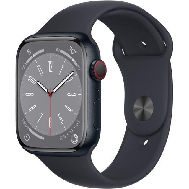 Apple Watch Series 8 (2022) GPS + Cellular 45 mm - Aluminium Midnight - Sport band Black Refurbished - Apple refurbished available on Backmarket