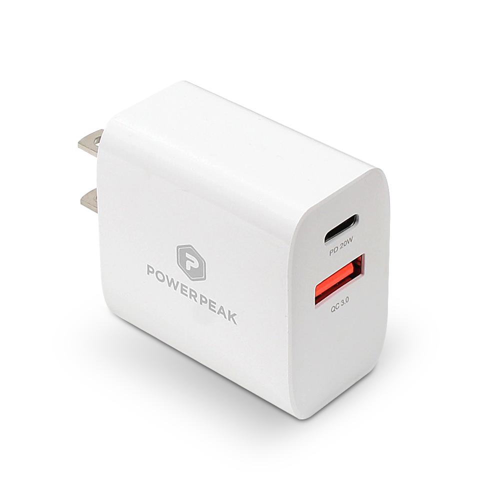 Powerp Dual Port PD Fast Charge Wall Charger With USB-C To Lightning Charge Smartphone Accessories Refurbished - N/A (Il n'y a pas assez d'in refurbished available on Backmarket