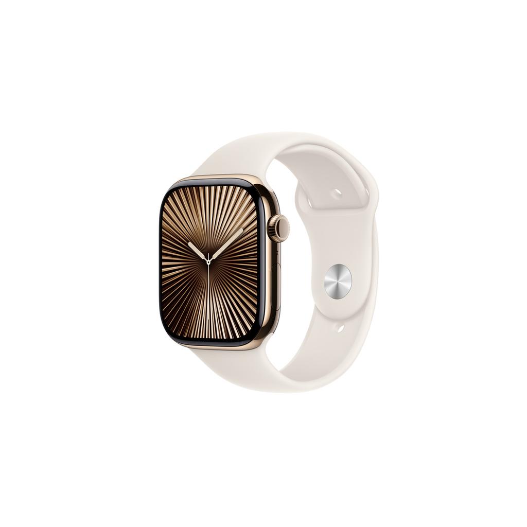 Apple Watch Series 10 (2024) GPS + Cellular 46 mm - Titanium Gold - Sport band Gold Reconditionné - Apple refurbished available on Backmarket