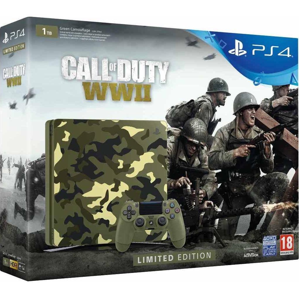 PlayStation 4 Slim 1000GB - Green - Limited edition Call of Duty: WWII + Call of Duty: WWII Refurbished - Sony refurbished available on Backmarket