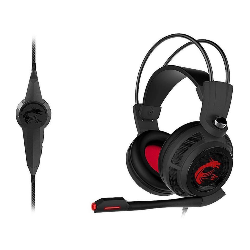 Msi DS502 Noise cancelling Gaming Headphone with microphone - Black/Red Refurbished - MSI (Micro-Star International) refurbished available on Backmarket