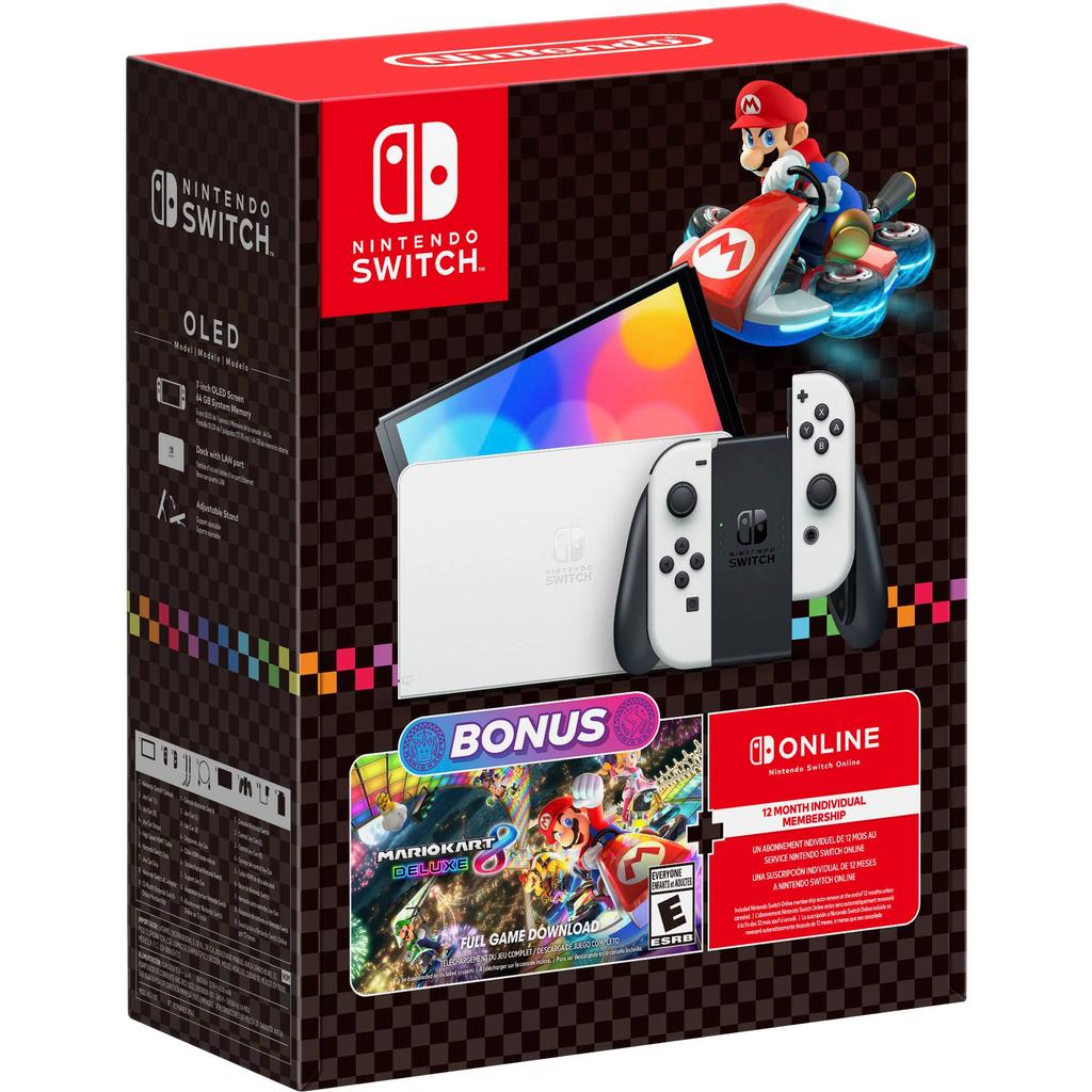 Switch OLED 64GB - White + Mario Kart 8 Deluxe Reconditionné - Nintendo refurbished available on Backmarket