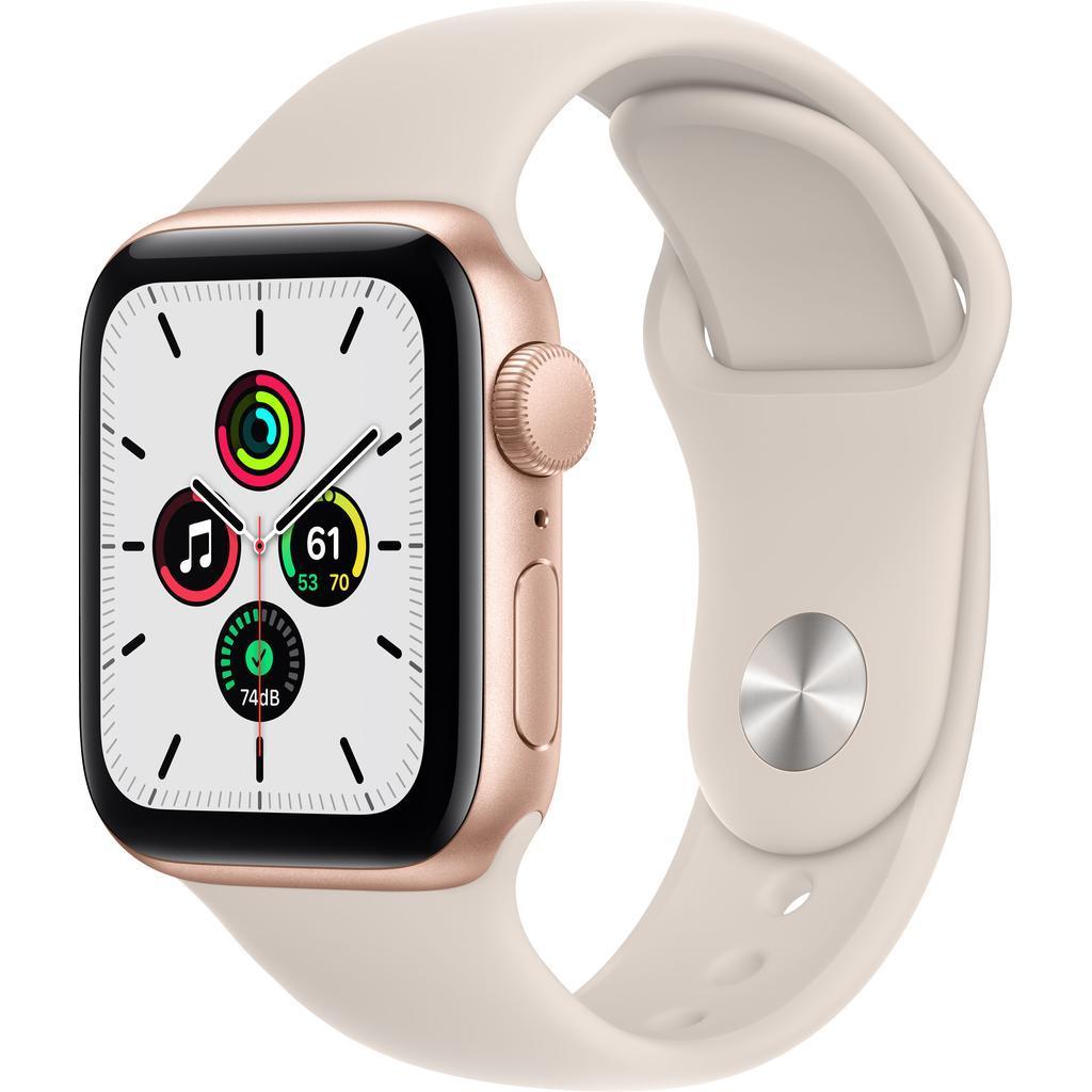 Apple Watch Series SE 1 (2020) GPS 40 mm - Aluminium Gold - Sport band Starlight Reconditionné - Apple refurbished available on Backmarket