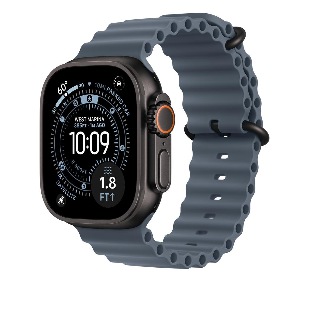 Apple Watch Ultra 3 (2025) GPS + Cellular 49 mm - Titanium Black - Ocean band Blue Reconditionné - Apple refurbished available on Backmarket