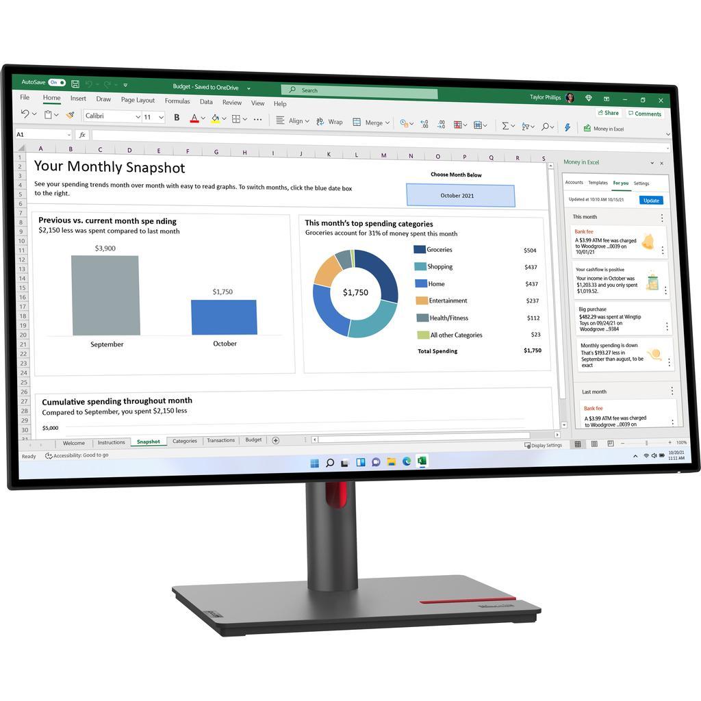 Lenovo 27-inch Monitor 2560 x 1440 LED (ThinkVision P27H-30) Refurbished - Lenovo refurbished available on Backmarket