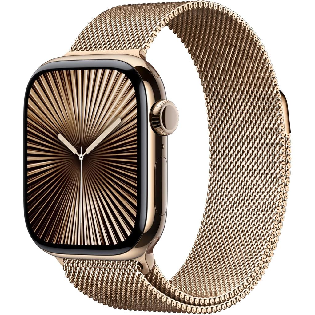 Apple Watch Series 10 (2024) GPS + Cellular 42 mm - Titanium Gold - Milanese loop Gold Reconditionné - Apple refurbished available on Backmarket