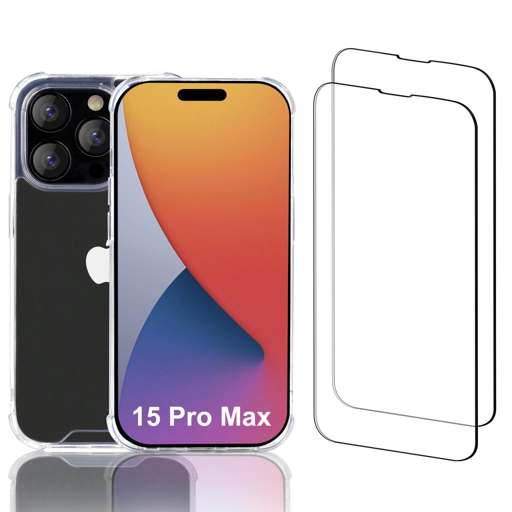 iPhone 15 Pro Max case and 2 protective screens - Recycled plastic - Transparent Refurbished - N/A (je n'ai pas pu trouver de marque conn refurbished available on Backmarket