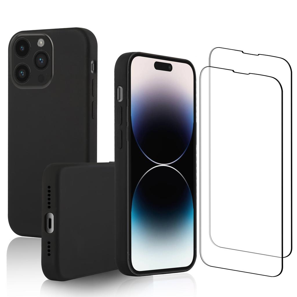 iPhone 15 Pro Max case and 2 protective screens - Silicone - Black Refurbished - N/A (je n'ai pas pu trouver de marque conn refurbished available on Backmarket
