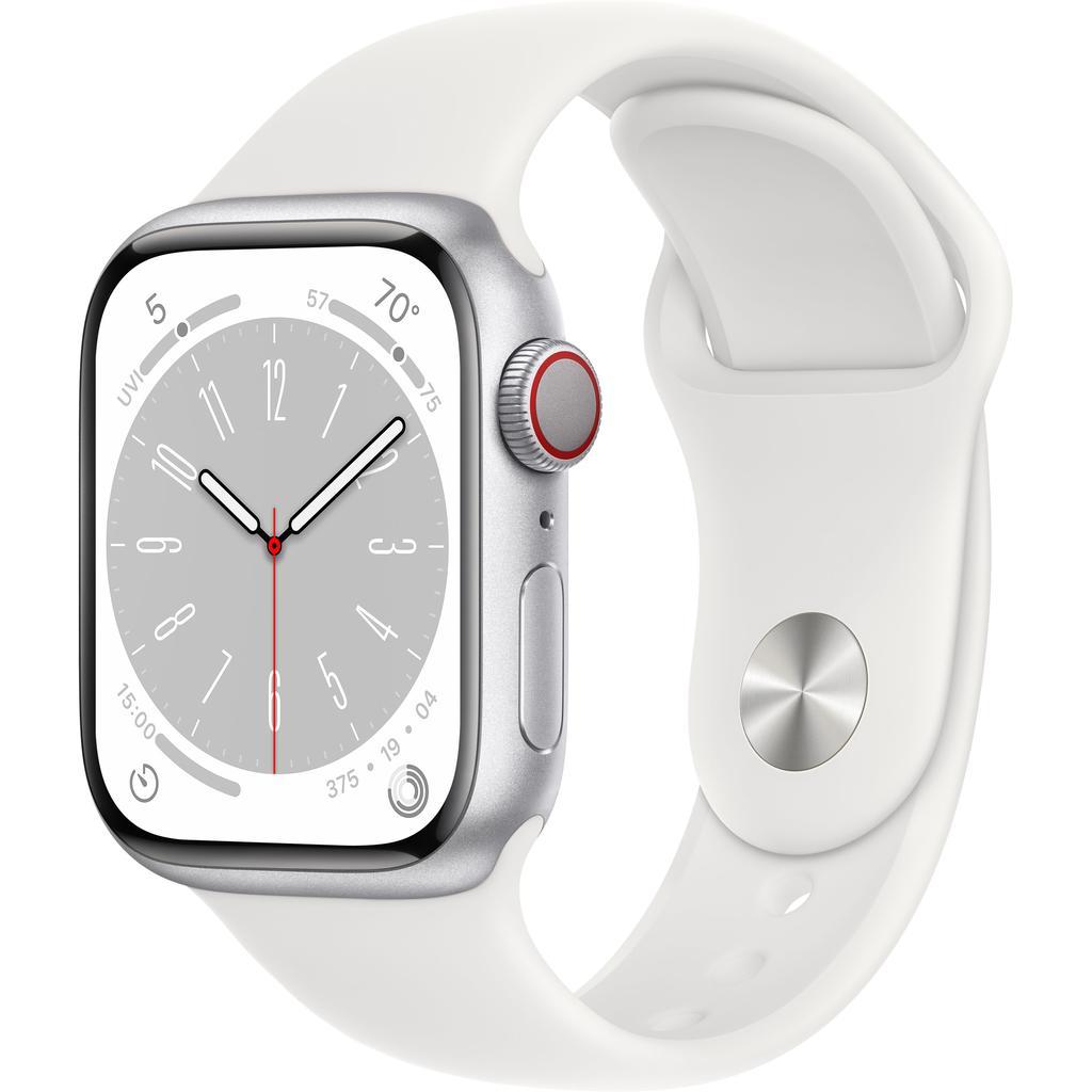 Apple Watch Series 8 (2022) GPS + Cellular 41 mm - Aluminium Silver - Sport band White Refurbished - Apple refurbished available on Backmarket