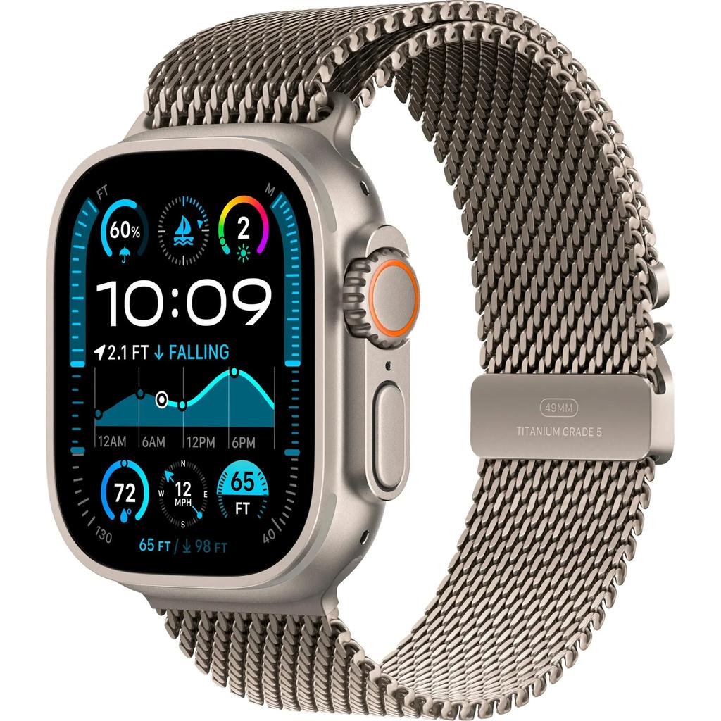 Apple Watch Ultra (2023) GPS + Cellular 49 mm - Titanium Natural Titanium - Milanese loop Gold Reconditionné - Apple refurbished available on Backmarket