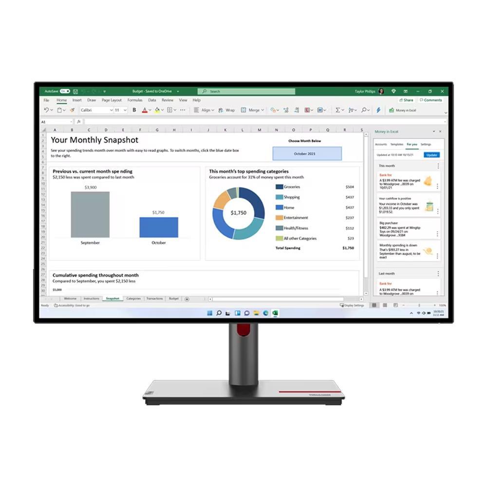 Lenovo 27-inch Monitor 2560 x 1440 LED (ThinkVision P27Q-30) Refurbished - Lenovo refurbished available on Backmarket