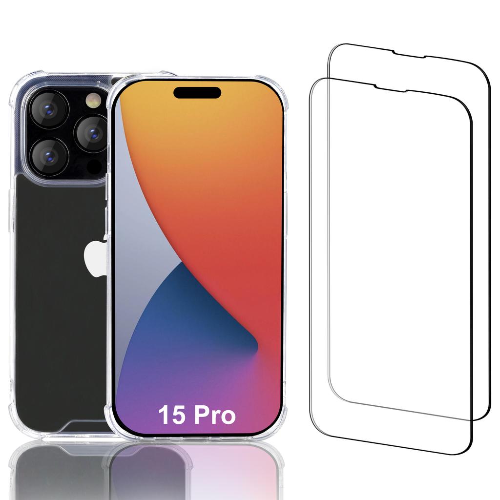 iPhone 15 Pro case and 2 protective screens - Recycled plastic - Transparent Refurbished - N/A (je n'ai pas pu trouver de marque conn refurbished available on Backmarket