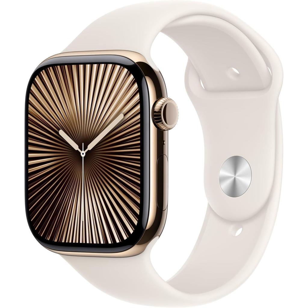 Apple Watch Series 9 (2023) GPS + Cellular 41 mm - Stainless steel Gold - Sport band Starlight Reconditionné - Apple refurbished available on Backmarket
