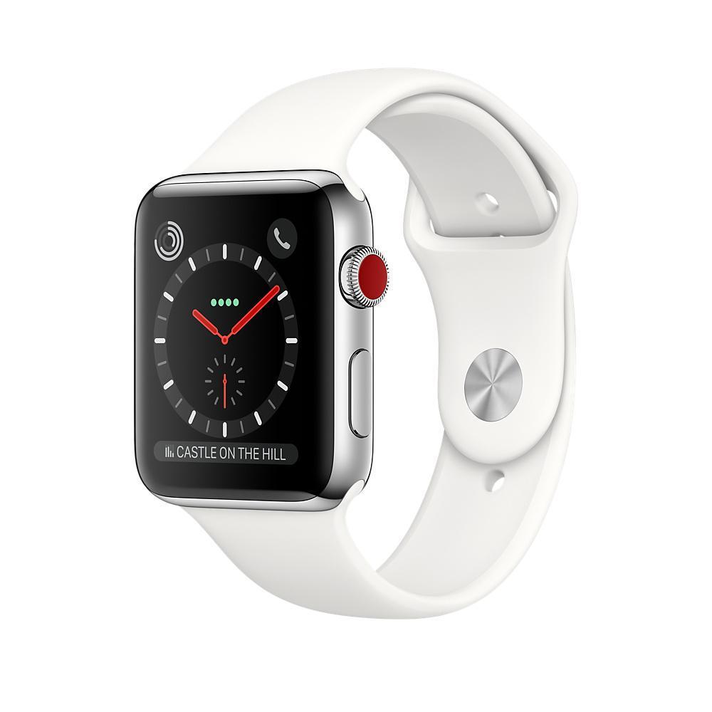 Buy Apple Watch Series 3 (2017) GPS + Cellular 42 mm - Stainless steel Silver - Sport band White Reconditionné - $210.00 Apple Watch Series 3 (2017) GPS + Cellular 42 mm - Stainless steel Silver - Sport band White Reconditionné - Apple refurbished available on Backmarket