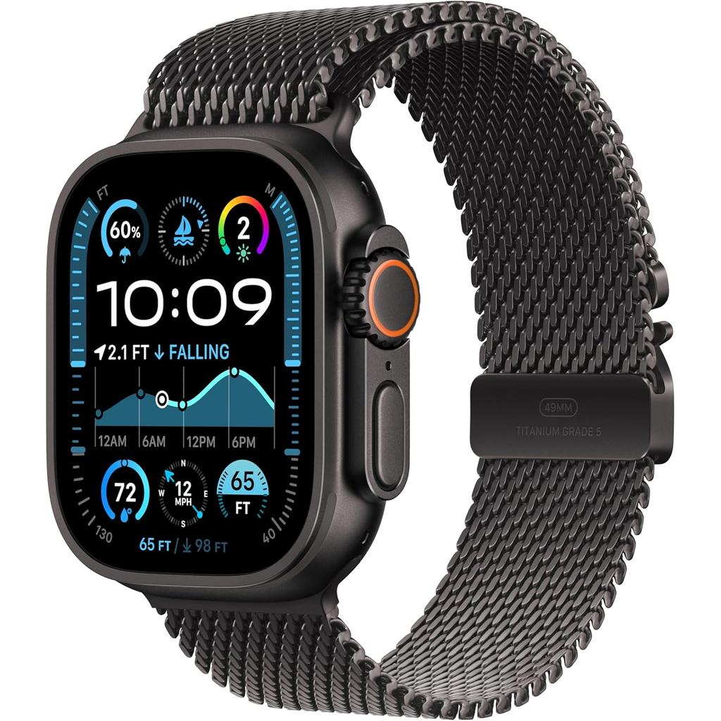 Apple Watch Ultra 2 (2024) GPS + Cellular 49 mm - Titanium Black - Milanese loop Black Reconditionné - Apple refurbished available on Backmarket