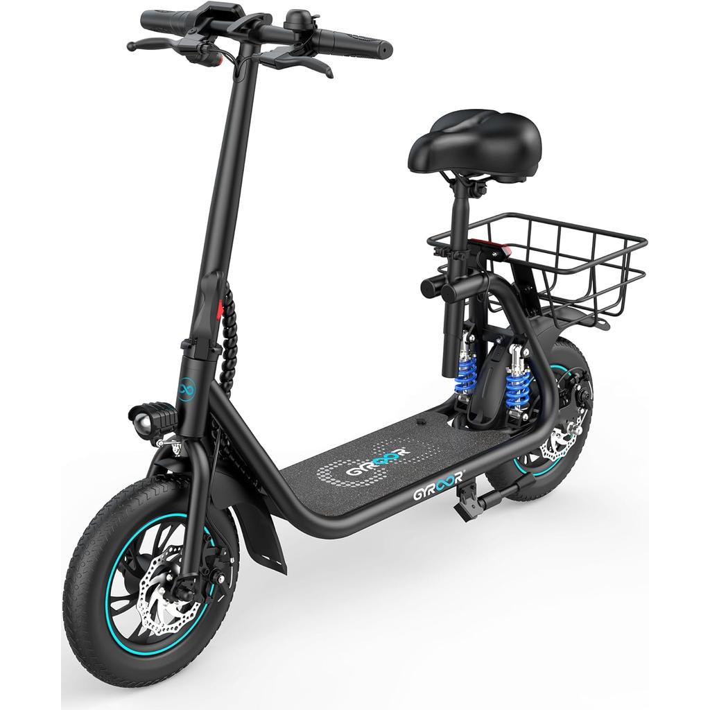Gyroor C1 Electric Scooter for Adults with Seat, 20/25 Miles Range 450W - BLACK Reconditionné - Gyroor refurbished available on Backmarket