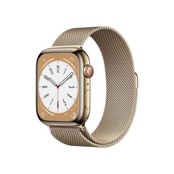 Apple Watch Series 8 (2022) GPS + Cellular 45 mm - Stainless steel Gold - Milanese loop Gold Reconditionné - Apple refurbished available on Backmarket