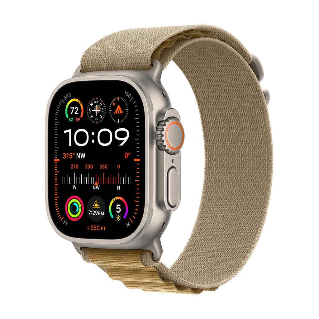 Apple Watch Ultra 2 (2023) GPS + Cellular 49 mm - Titanium Natural Titanium - Alpine loop Brown Reconditionné - Apple refurbished available on Backmarket