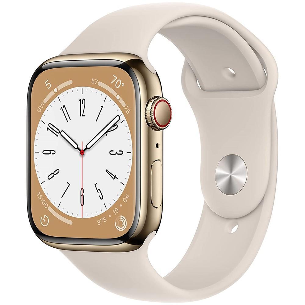 Apple Watch Series 8 (2022) GPS + Cellular 41 mm - Stainless steel Gold - Sport band Starlight Reconditionné - Apple refurbished available on Backmarket