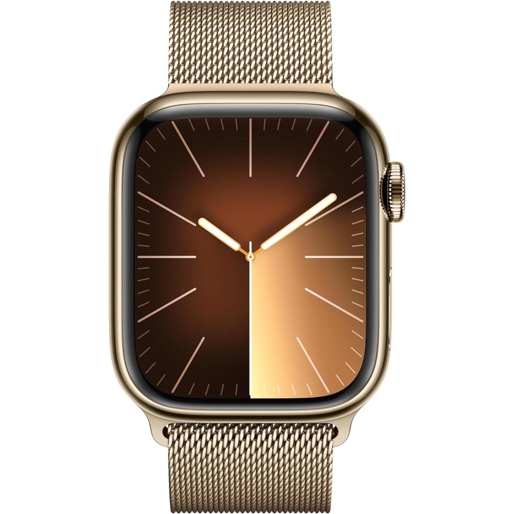 Apple Watch Series 9 (2023) GPS + Cellular 45 mm - Stainless steel Gold - Milanese loop Gold Reconditionné - Apple refurbished available on Backmarket