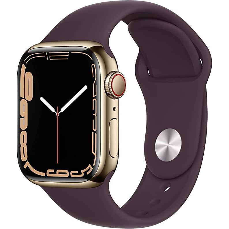 Apple Watch Series 7 (2021) GPS + Cellular 45 mm - Stainless steel Gold - Sport band Purple Reconditionné - Apple refurbished available on Backmarket