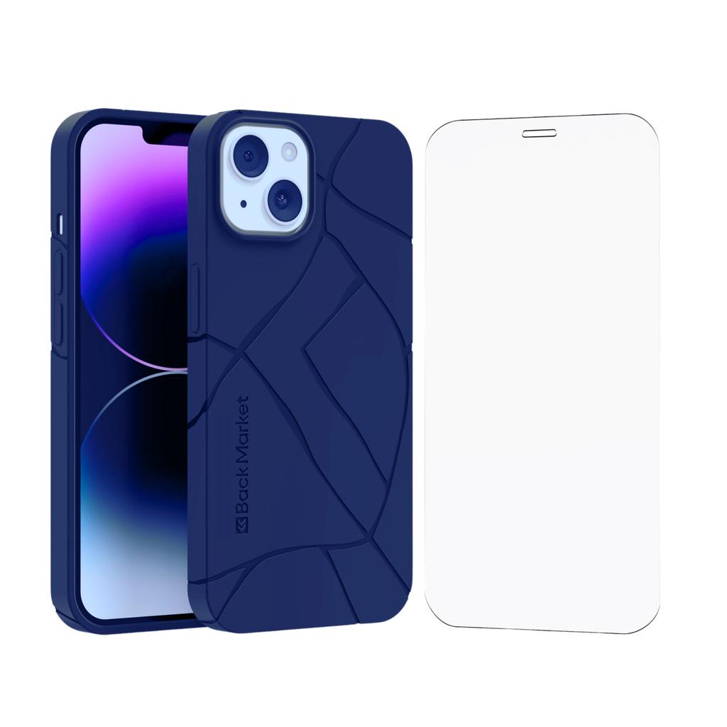 Back Market Case iPhone 14 and protective screen - GRS 4.0 Recycled plastic - Blue - Kintsugi Refurbished - Back Market refurbished available on Backmarket