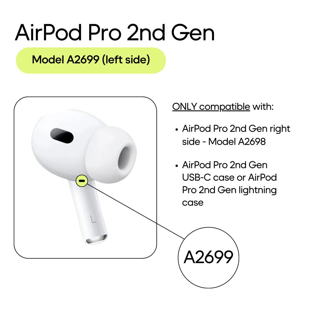 Apple Left Earpiece (Lightning MagSafe) for AirPods Pro 2nd gen (2022) - White (A2699) Refurbished - View 2 - Apple