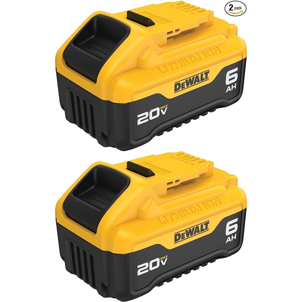 DEWALT 20V MAX 6 Ah Lithium Ion Battery 2 Pack DCB206-2 - Yellow Refurbished - DeWalt refurbished available on Backmarket