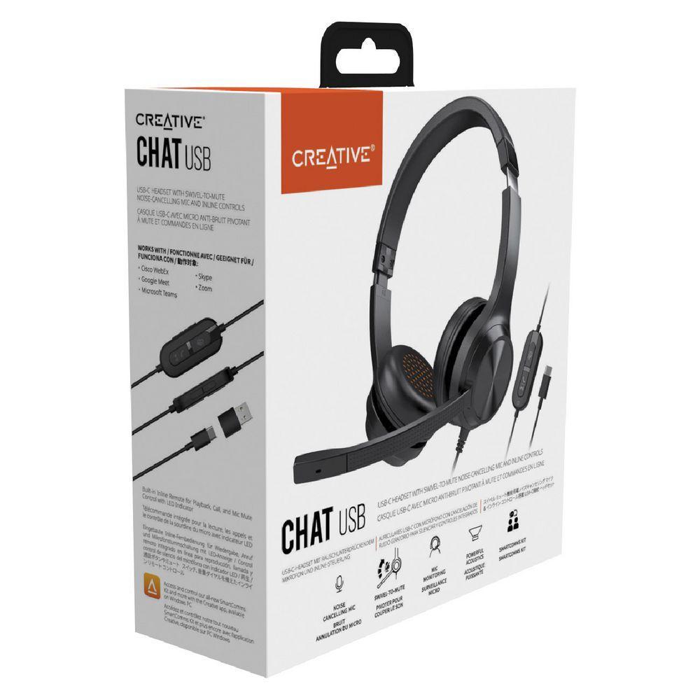Creative Chat 51EF0970AA000 Noise cancelling Gaming Headphone with microphone - Black Refurbished - Creative refurbished available on Backmarket
