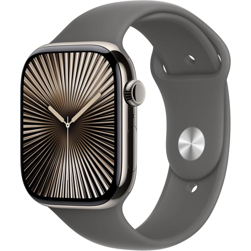 Apple Watch Series 10 (2024) GPS + Cellular 46 mm - Titanium Natural - Sport band Gray Refurbished - Apple refurbished available on Backmarket