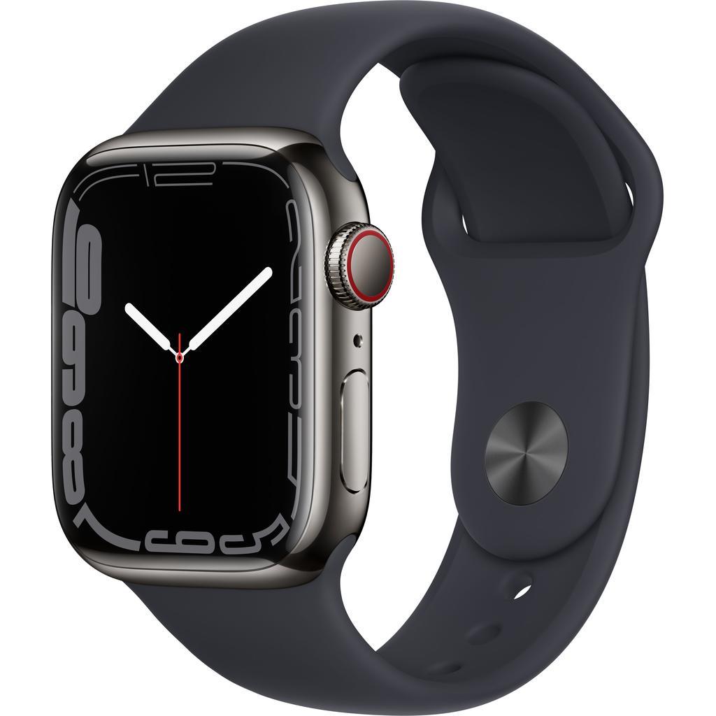 Apple Watch Series 7 (2021) GPS + Cellular 45 mm - Stainless steel Graphite - Sport band Black Reconditionné - Apple refurbished available on Backmarket