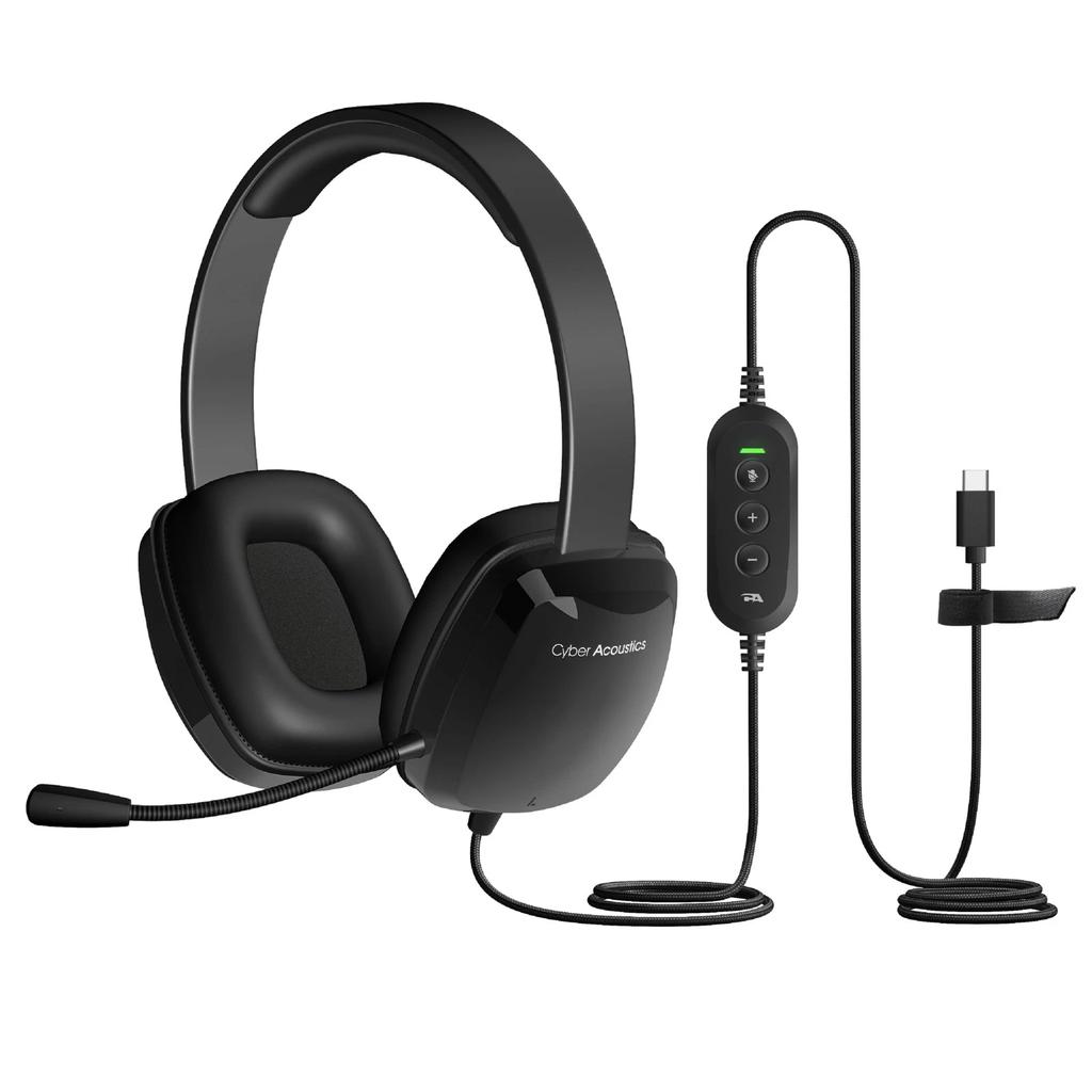 Cyber Acoustics AC6014 Noise cancelling Headphone Bluetooth with microphone - Black Refurbished - Cyber Acoustics refurbished available on Backmarket