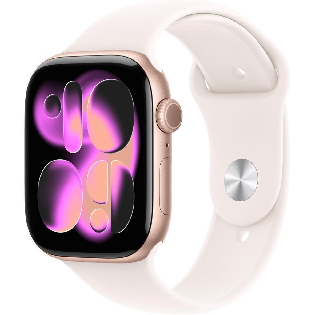 Apple Watch Series 11 (2025) GPS 46 mm - Aluminium Rose Gold - Sport band Pink Reconditionné - Apple refurbished available on Backmarket