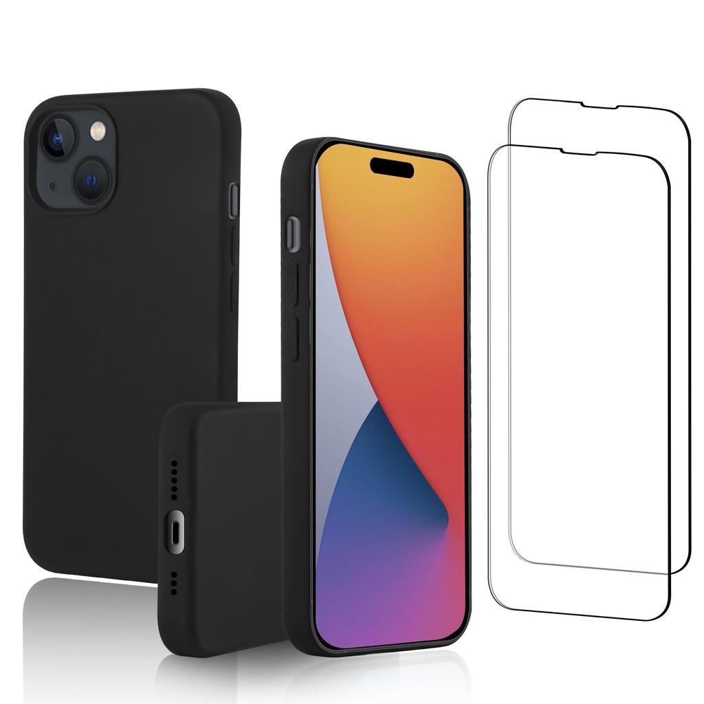 iPhone 15 case and 2 protective screens - Silicone - Black Refurbished - N/A (je n'ai pas pu trouver de marque conn refurbished available on Backmarket