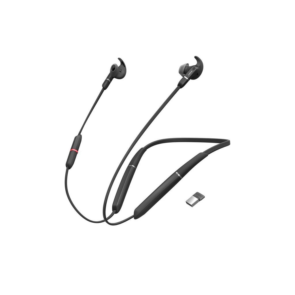 Jabra Enterprise Products Evolve 65E MS & Link 370 Earbud Noise-Cancelling Bluetooth Earphones - Black Refurbished - Jabra refurbished available on Backmarket
