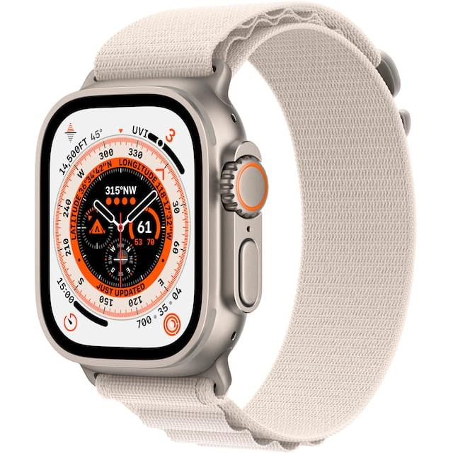Apple Watch Ultra (2023) GPS + Cellular 49 mm - Titanium Natural Titanium - Alpine loop Starlight Reconditionné - Apple refurbished available on Backmarket