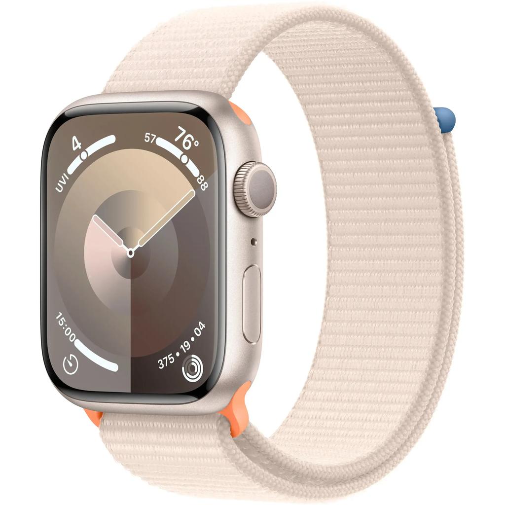 Apple Watch Series 9 (2023) GPS 45 mm - Aluminium Starlight - Sport loop Starlight Reconditionné - Apple refurbished available on Backmarket