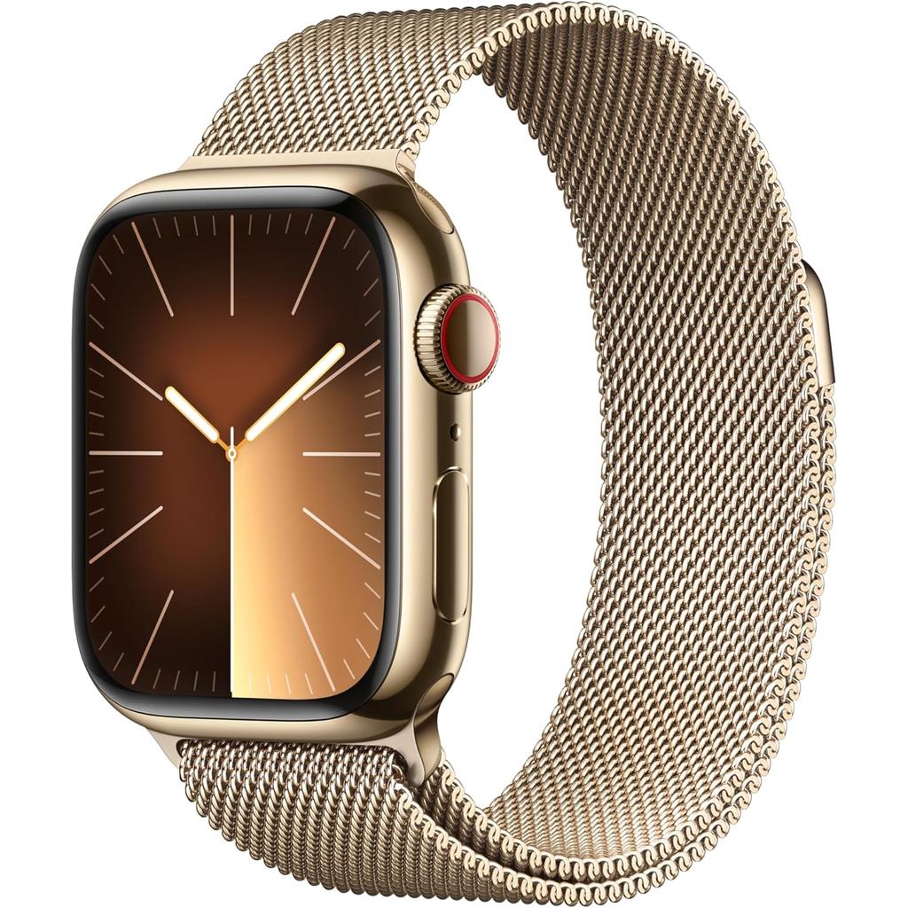 Apple Watch Series 9 (2023) GPS + Cellular 41 mm - Stainless steel Gold - Milanese loop Gold Reconditionné - Apple refurbished available on Backmarket