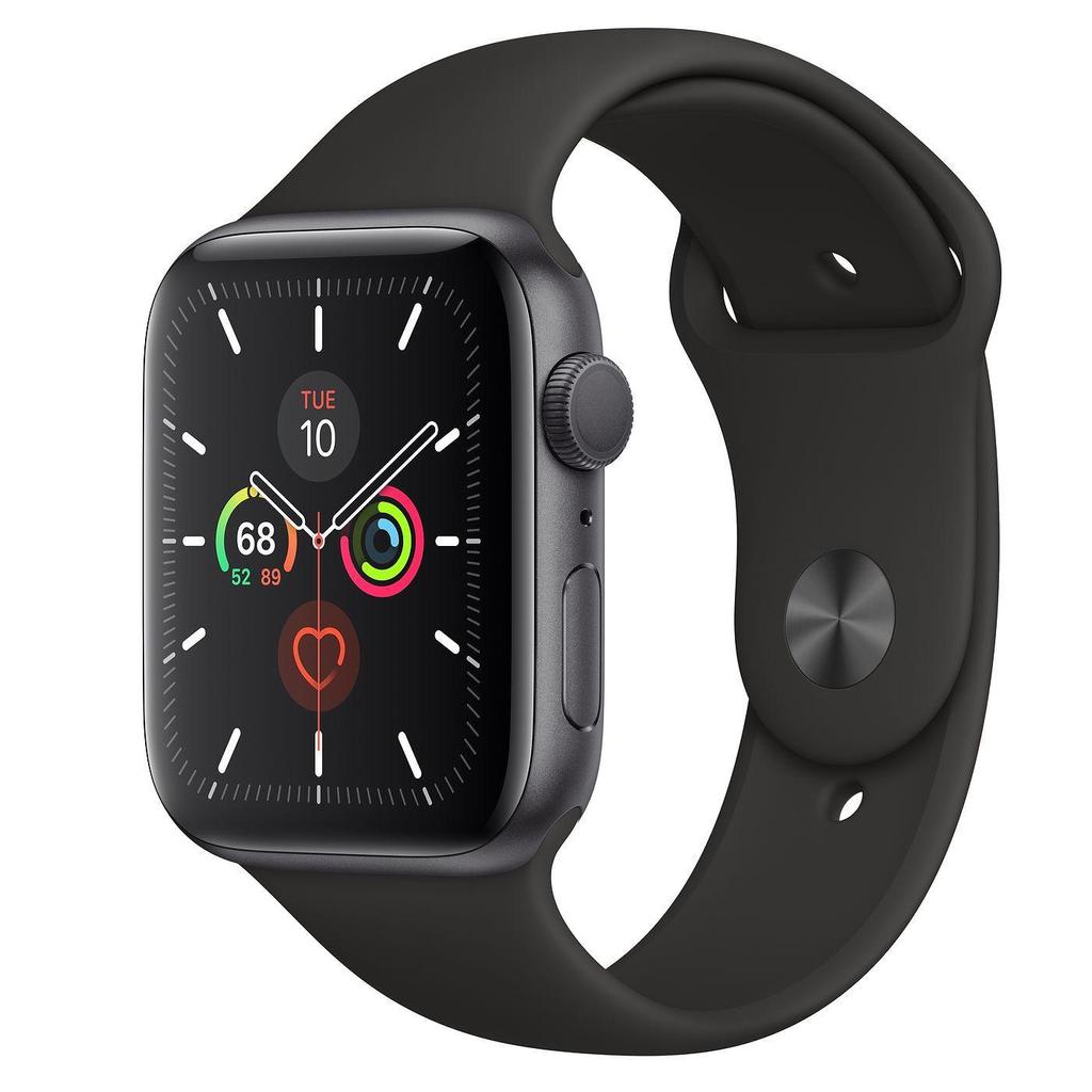 Apple Watch Series 5 (2019) GPS 44 mm - Aluminium Space Gray - Sport band Black Reconditionné - Apple refurbished available on Backmarket