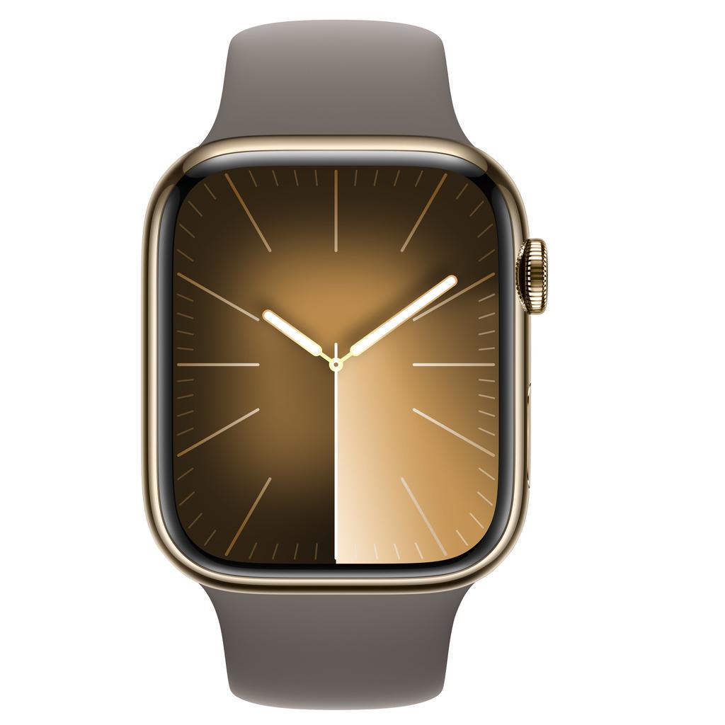 Apple Watch Series 9 (2023) GPS + Cellular 41 mm - Stainless steel Gold - Sport band Gray Refurbished - Apple refurbished available on Backmarket