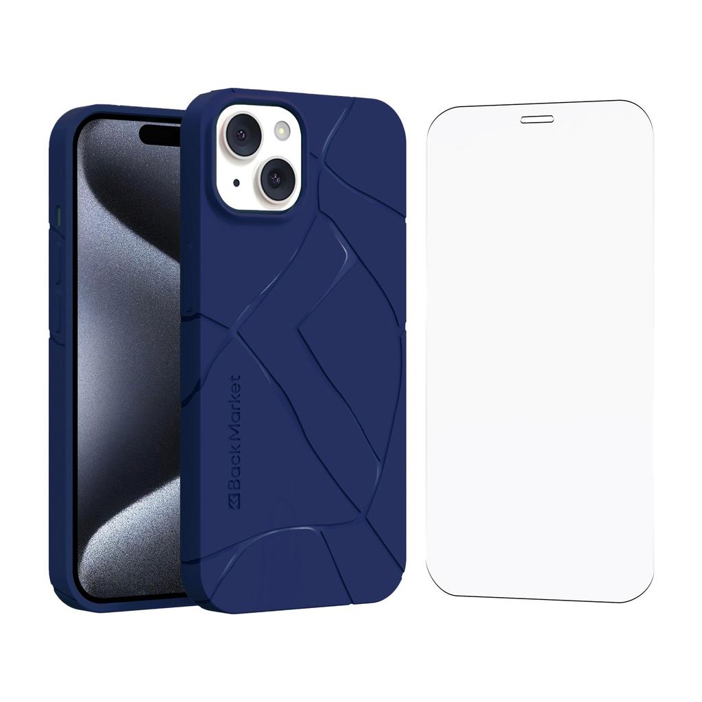 Back Market Case iPhone 13 and protective screen - GRS 4.0 Recycled plastic - Blue - Kintsugi Refurbished - Back Market refurbished available on Backmarket