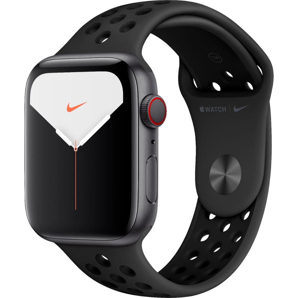 Apple Watch Series 5 (2019) GPS + Cellular 44 mm - Aluminium Space Gray - Nike Sport band Black Reconditionné - Apple refurbished available on Backmarket