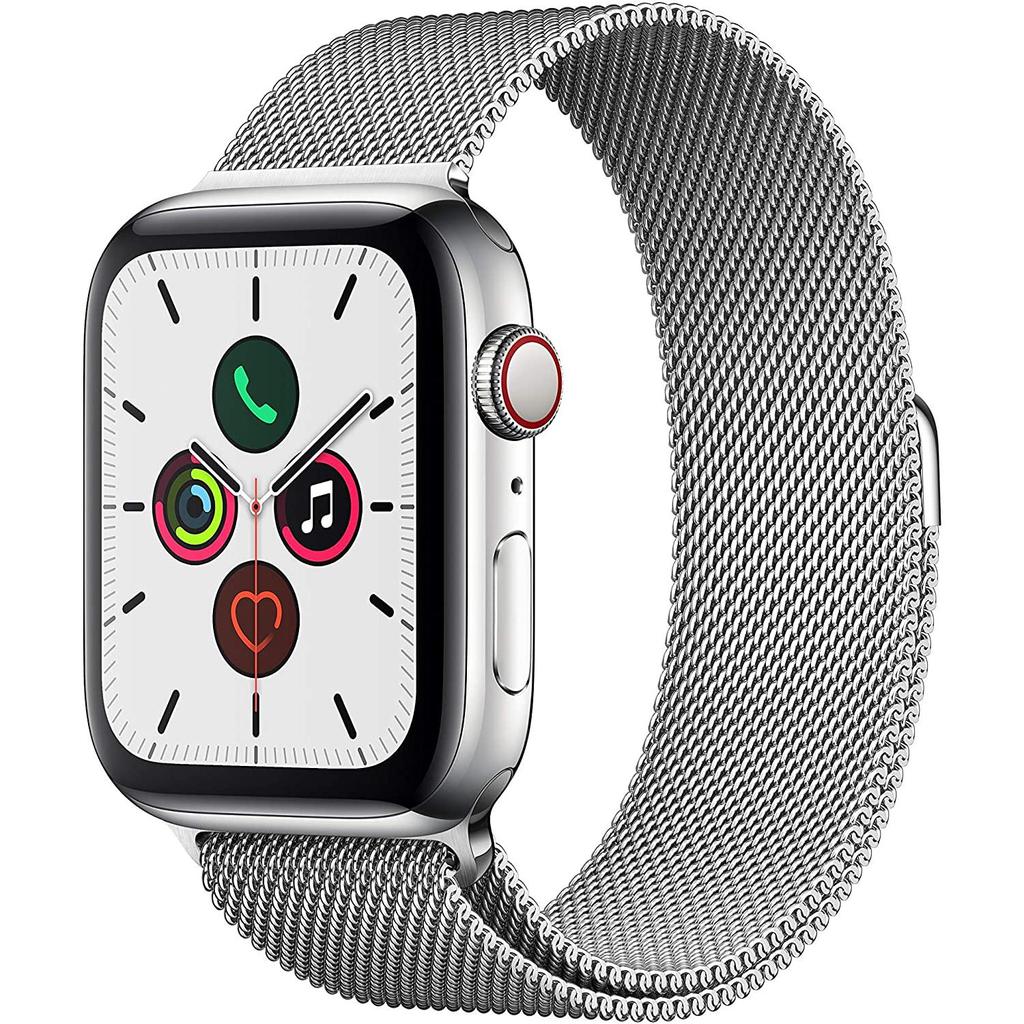 Apple Watch Series 5 (2019) GPS + Cellular 44 mm - Stainless steel Silver - Milanese loop Gray Reconditionné - Apple refurbished available on Backmarket