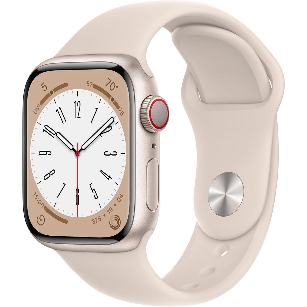 Apple Watch Series 8 (2022) GPS + Cellular 41 mm - Aluminium Starlight - Sport band Starlight Refurbished - Apple refurbished available on Backmarket