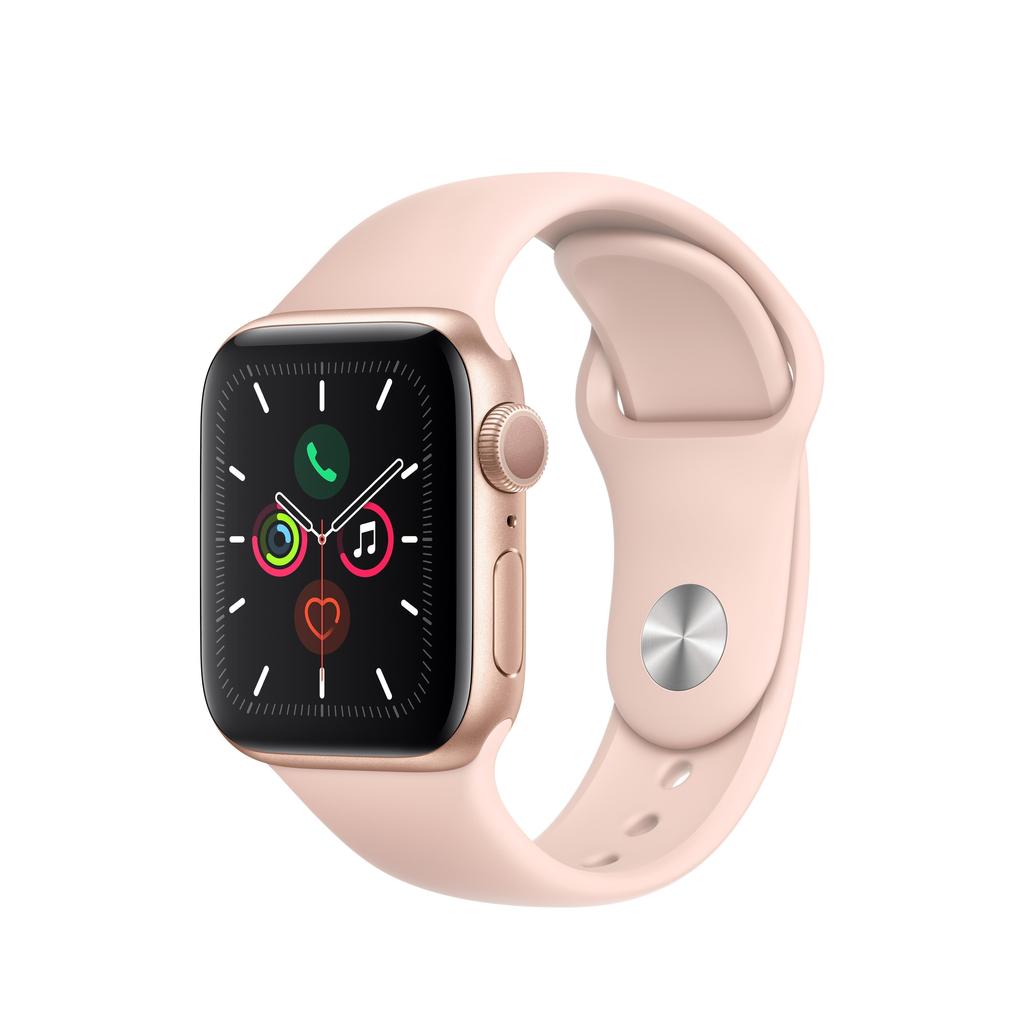 Apple Watch Series 5 (2019) GPS 44 mm - Aluminium Gold - Sport band Pink Reconditionné - Apple refurbished available on Backmarket