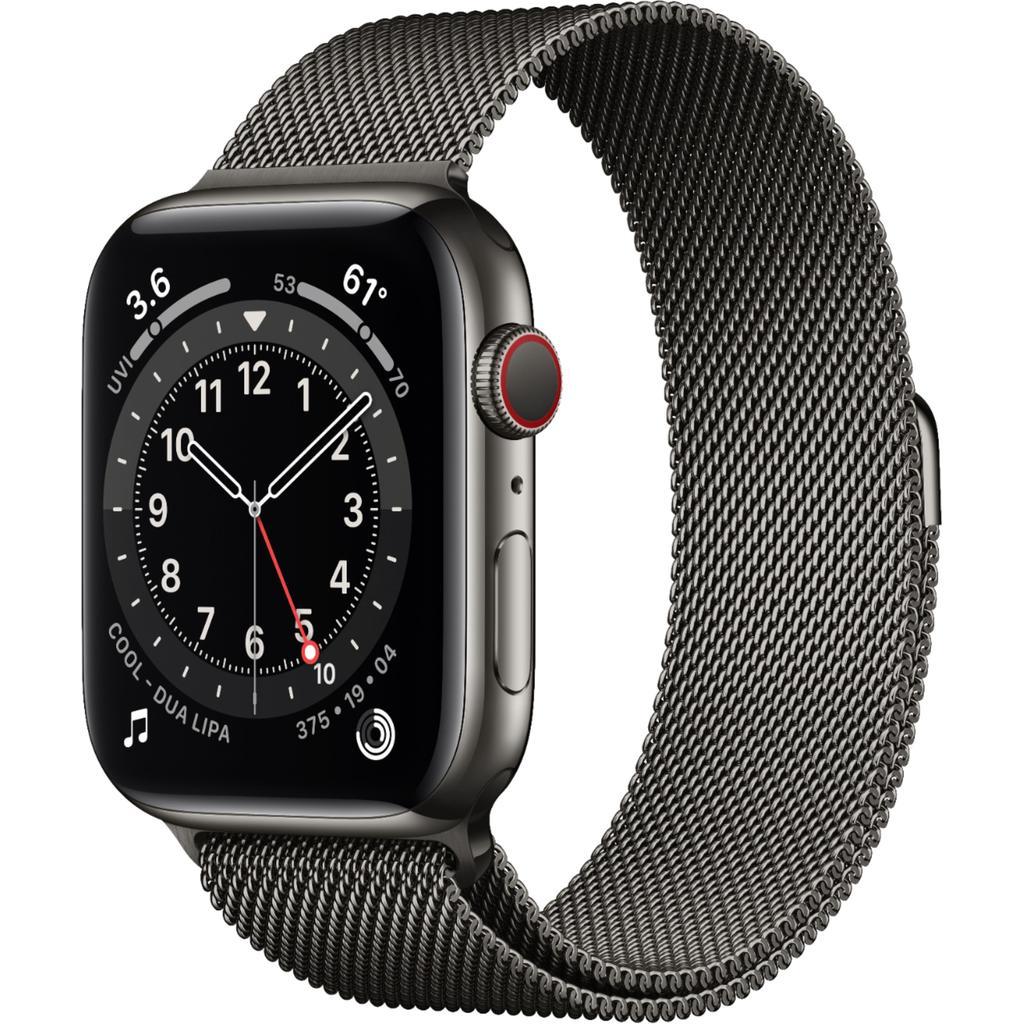 Apple Watch Series 6 (2020) GPS + Cellular 40 mm - Stainless steel Graphite - Milanese loop Black Reconditionné - Apple refurbished available on Backmarket